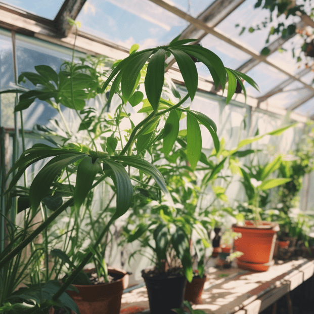 monstera plant in greenhouse