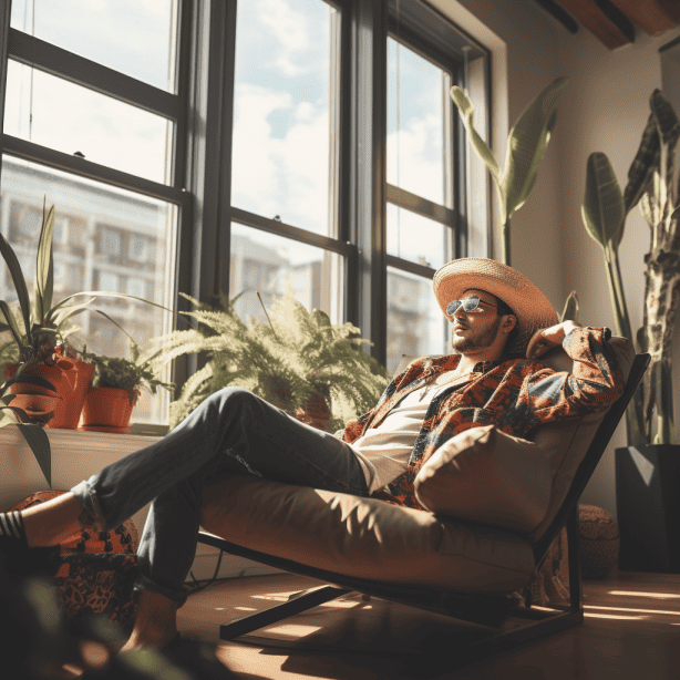 people in room filled with plants