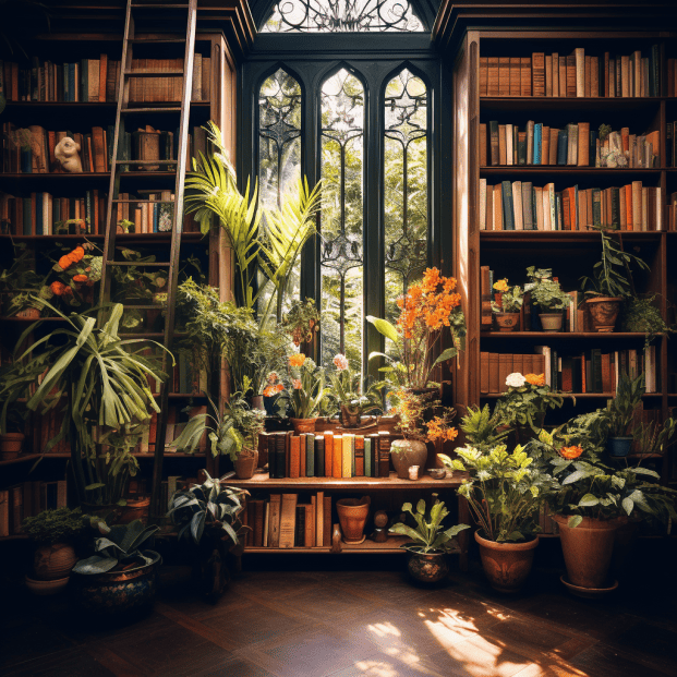 --- potted plants in sunny room ---