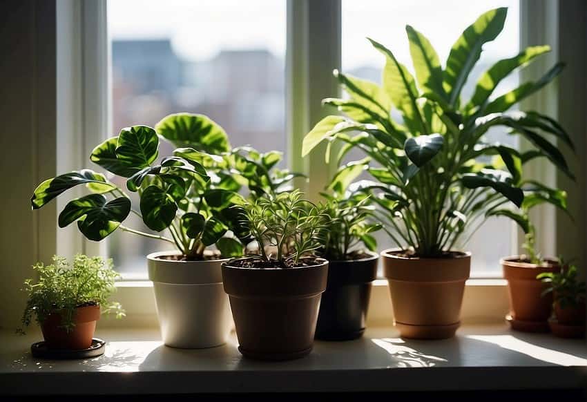 Potted plants in sunny window