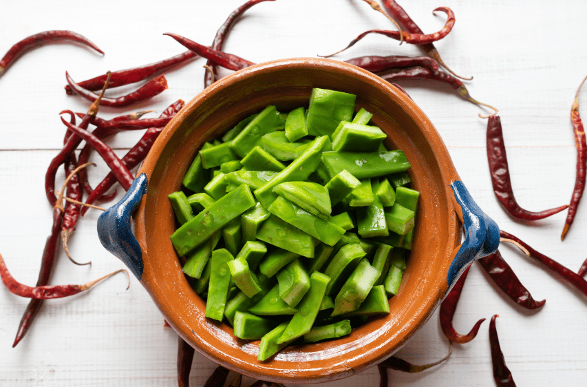 diced cactus with peppers