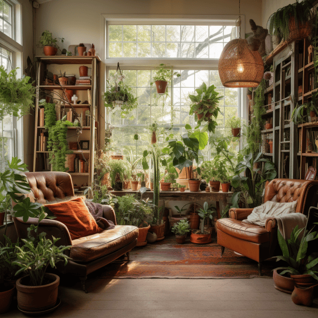 --- living room with plants ---