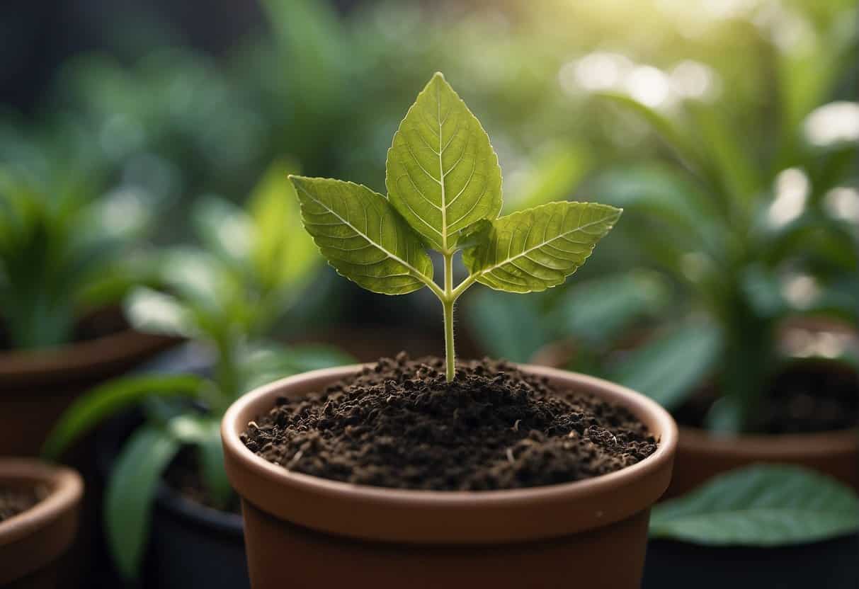 A healthy leaf is carefully snipped from a mature plant. It is then placed in a container of water or soil to encourage root growth