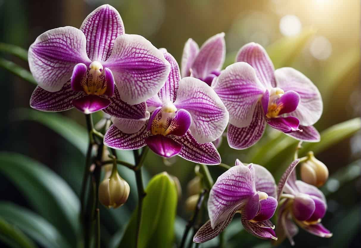 purple and white orchids